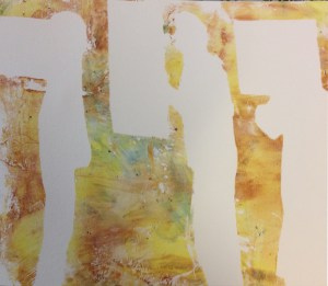 First layer of yellow - the medium picked up residual paint on the plate